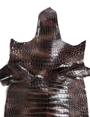 Da cá sấu Ý màu Nâu loang ( Brush Brown) size 33 loại 2 - tấm